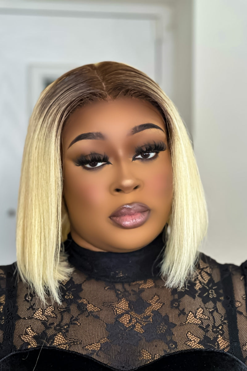 Ava Blonde With Dark Root Bob Wig