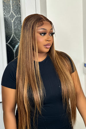 Dora Straight Highlights Wig Frontal