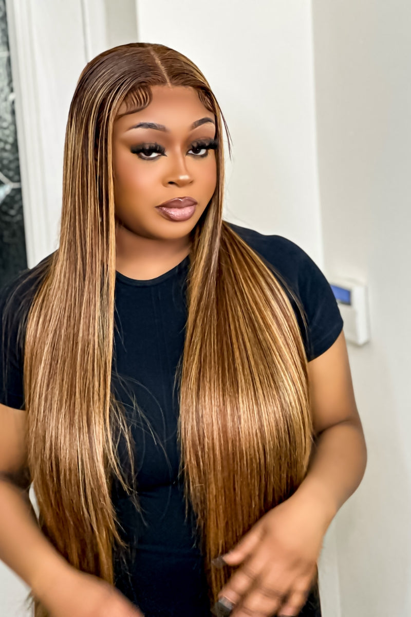 Dora Straight Highlights Wig Frontal