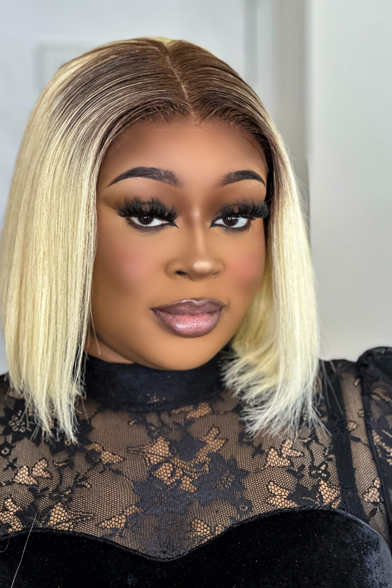 Ava Blonde With Dark Root Bob Wig